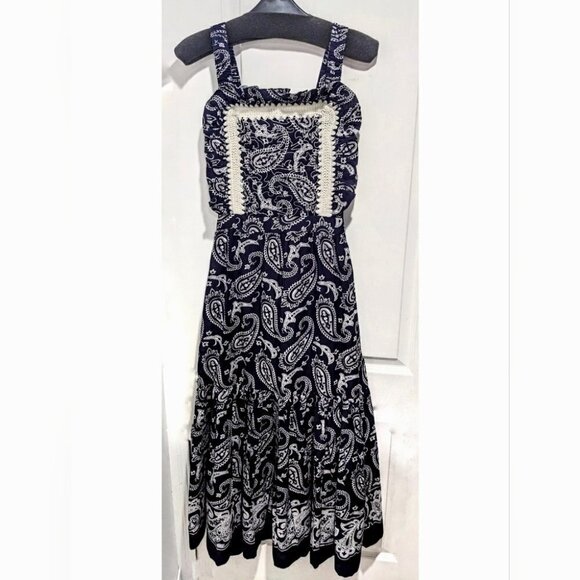 Nwt Sea Ny | Theodora Apron Dress In Blue Paisley - Picture 3 of 16